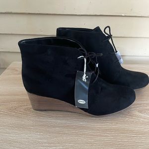 Dr. Scholl's Conquer Bootie Black Fabric Lace Up Ankle Boot